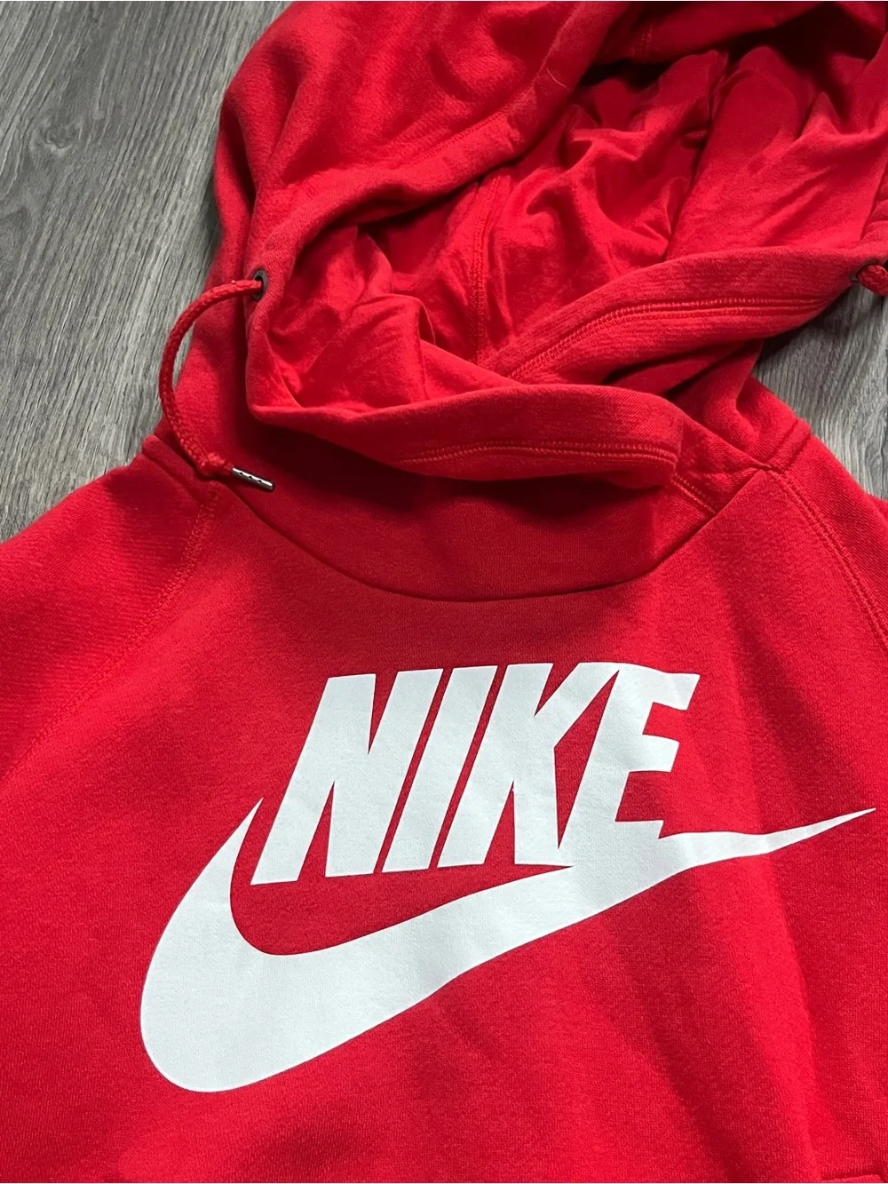 Nike Kids Red Hoodie Spellout White Swoosh Deep Hood Size Medium